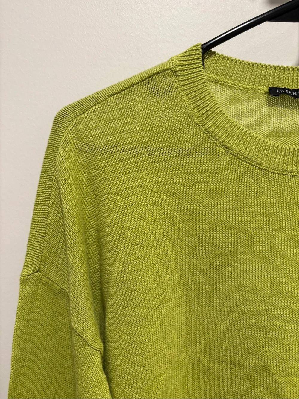 Eileen Fisher Organic Linen Cotton crewneck Sweater Lime Green Pullover L